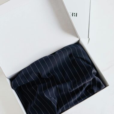 Luxury silk garment in carton package